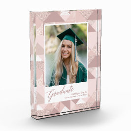 Modern roze glitter Script Girl Afstuderen Fotoblokken