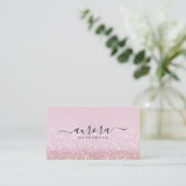 Modern Roze Glitter Visitekaartje (Staand voorkant)