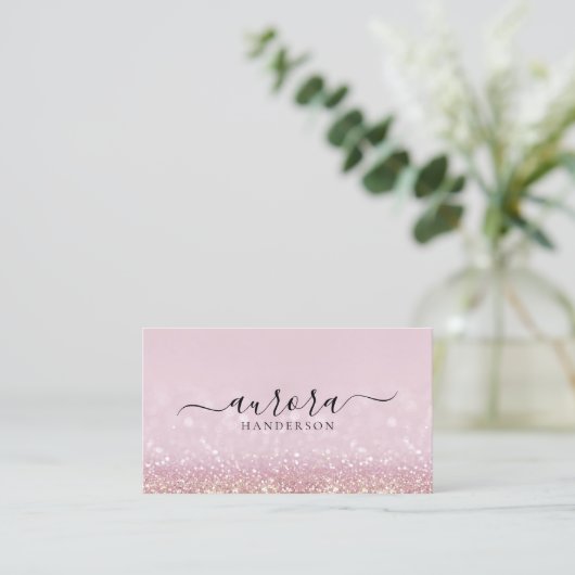 Modern Roze Glitter Visitekaartje (Staand voorkant)