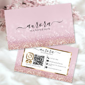 Modern Roze Glitter Visitekaartje