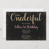 Modern Roze & Gold Little Miss Onederful 1st Kaart (Voorkant)