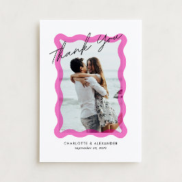Modern Roze golvend doorzichtig lijst, foto bruilo Bedankkaart