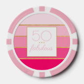 Modern Roze & Goud 50 en fantastische verjaardag Poker Chips (Voorkant)