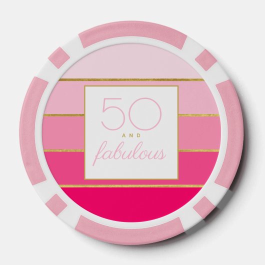 Modern Roze & Goud 50 en fantastische verjaardag Poker Chips (Achterkant)