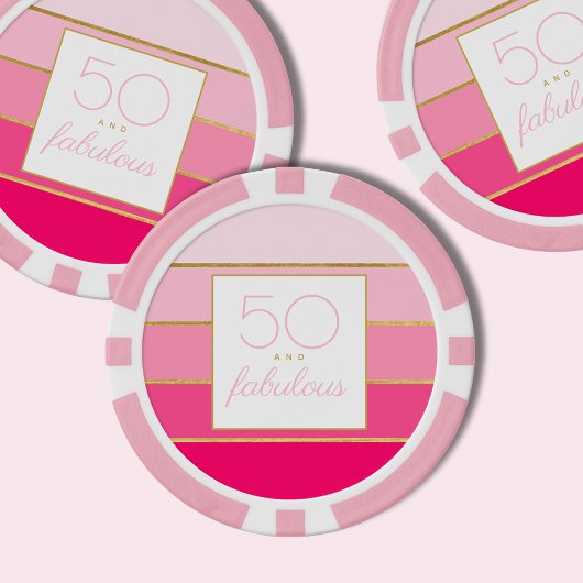 Modern Roze & Goud 50 en fantastische verjaardag Poker Chips