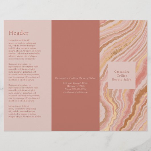 Modern Roze Goud Abstract Elegante Trifold Brochur (Voorkant)