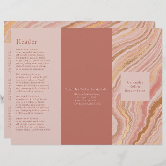 Modern Roze Goud Abstract Elegante Trifold Brochur (Voorkant / Achterkant)