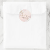 Modern Roze & Goud Bloemen Elegante gunst Ronde Sticker (Tas)