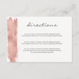 Modern Roze Goud Borstel Richtingen Bijlagekaart Informatiekaartje