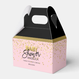 Modern Roze Goud Confetti & Zwart Baby shower Bedankdoosjes