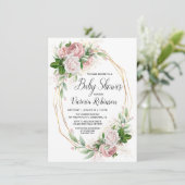Modern Roze Goud Elegant Bloemen Baby shower Kaart (Staand voorkant)