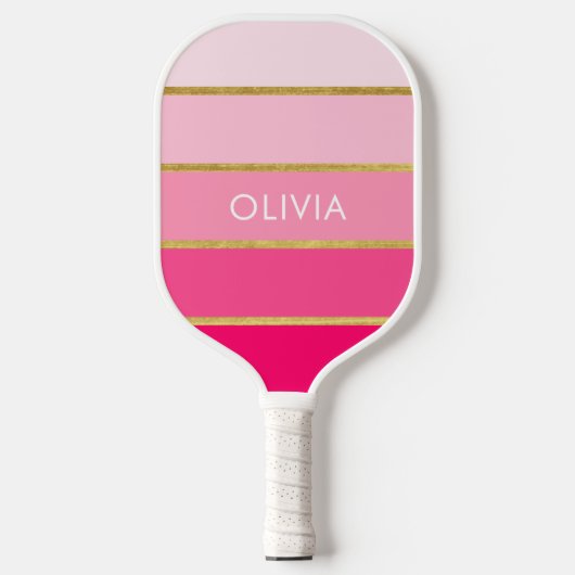 Modern roze goud gepersonaliseerd pickleball paddle (Voorkant)