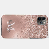 Modern Roze Goud Glitter Confetti Monogram Case-Mate iPhone Case (Achterkant (horizontaal))