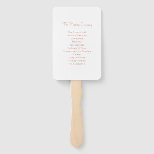 Modern Roze Goud Hart Script Programma Handwaaier (Achterkant)