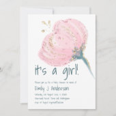 Modern roze goud is een meisje BabyShower Handgesc Kaart (Voorkant)