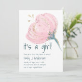 Modern roze goud is een meisje BabyShower Handgesc Kaart (Staand voorkant)