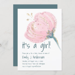 Modern roze goud is een meisje BabyShower Handgesc Kaart