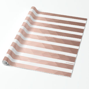 Modern roze goud laag poly wit strepen chic meisje cadeaupapier