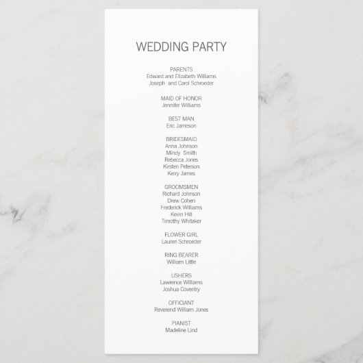 Modern Roze Goud Liefde Trouwprogramma Programmakaart (Achterkant)