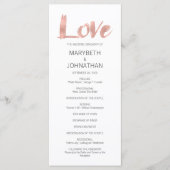 Modern Roze Goud Liefde Trouwprogramma Programmakaart (Voorkant)