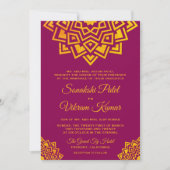 Modern Roze Goud Mandala Indische bruiloft uitnodi Kaart (Voorkant)