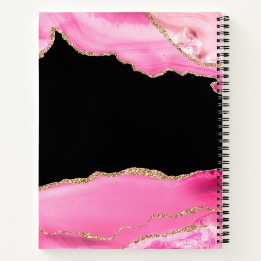 Modern Roze Goud Marmer Girly Chic Naam Notitieboe Notitieboek (Achterkant)