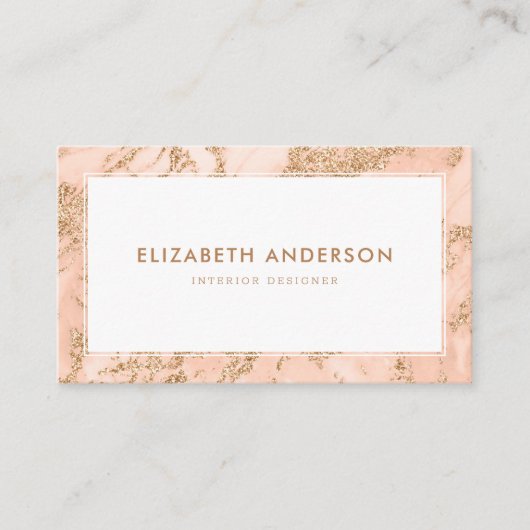 Modern Roze Goud Marmer Professioneel Visitekaartje (Voorkant)