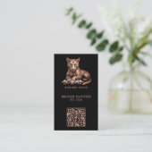 Modern Roze Goud Panter Kapperszaak Logo Qr Code Visitekaartje (Staand voorkant)