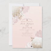  Modern Roze & Goud Rustieke Bloemen Bruiloft Kaart (Voorkant)
