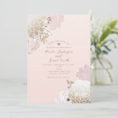  Modern Roze & Goud Rustieke Bloemen Bruiloft Kaart (Staand voorkant)