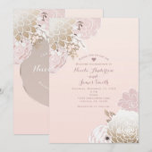  Modern Roze & Goud Rustieke Bloemen Bruiloft Kaart (Voorkant / Achterkant)