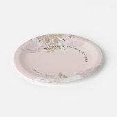  Modern Roze & Goud Rustieke Bloemen Bruiloft Papieren Bordje (Gekanteld)