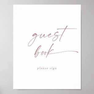Modern Roze Goud Schrift Gastboek Bord Poster