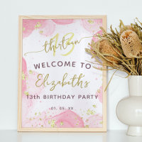Modern Roze Goud Tiener Meisje Verjaardag Welkomst