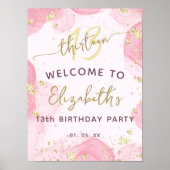 Modern Roze Goud Tiener Meisje Verjaardag Welkomst Poster (Voorkant)