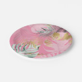 Modern Roze & Goud Tropische bladeren Verjaardagsf Papieren Bordje (Gekanteld)