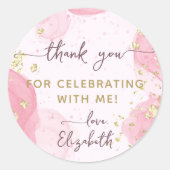 Modern Roze Goud Waterverf Ink Girly Bedankt Ronde Sticker (Voorkant)