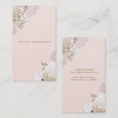  Modern Roze & Gouden Bloem Elegant Chic Visitekaartje (Voorkant / Achterkant)