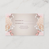 Modern Roze & Gouden Bloemen Botanisch Verwijs een Aanbevelingskaartje (Achterkant)