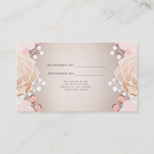 Modern Roze & Gouden Bloemen Botanisch Verwijs een Aanbevelingskaartje (Achterkant)