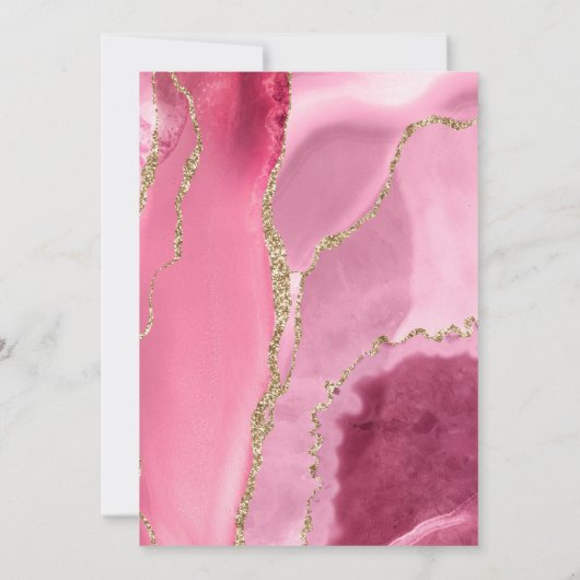 Modern roze gouden bruiddag kaart (Achterkant)