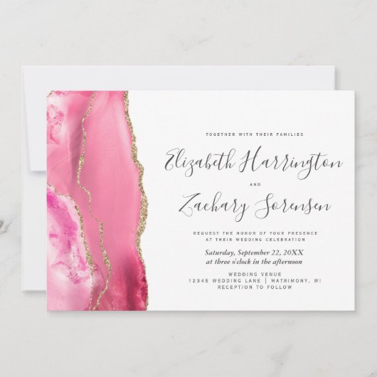 Modern roze gouden bruiddag kaart (Voorkant)
