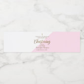 Modern roze gouden doopschrift dank u waterfles etiket (Enkel label)