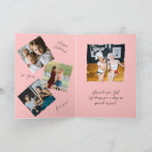 Modern roze gouden glitter 4 foto Verjaardag Kaart (Binnen)