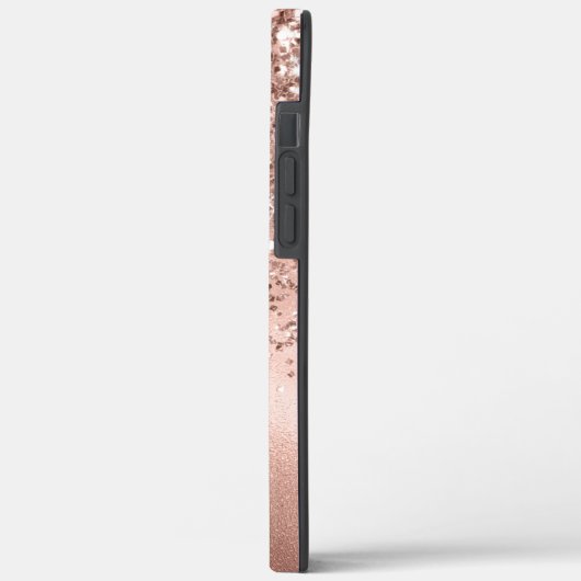 Modern Roze Gouden Glitter Confetti Monogrammed Case-Mate iPhone Case (Achterkant / Links)