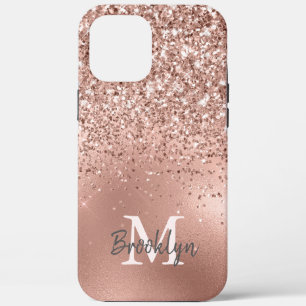 Modern Roze Gouden Glitter Confetti Monogrammed Case-Mate iPhone Case
