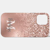 Modern Roze Gouden Glitter Confetti Monogrammed Case-Mate iPhone Case (Achterkant (horizontaal))