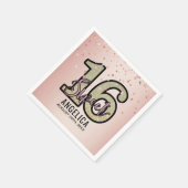 Modern Roze Gouden Glitter Sweet 16 Zestien Verjaa Servet (Hoek)