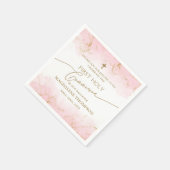 Modern Roze Gouden Kruis Meisje Eerste Heilige Com Servet (Hoek)