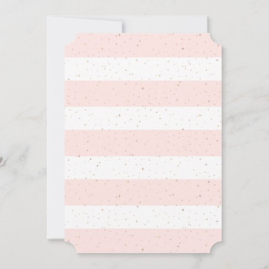 Modern Roze Gouden Kruis Sterren Meisje Doop Kaart (Achterkant)